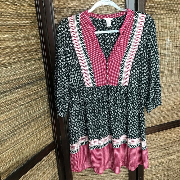 Forever 21 Dresses & Skirts - Forever 21 Boho Babydoll Dress Red White Black